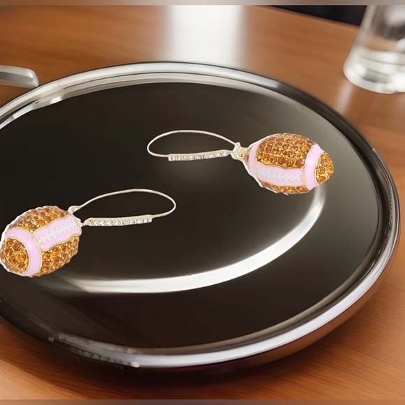 Betsey Johnson Gold and Pink Football Earrings - Picture 6 of 6